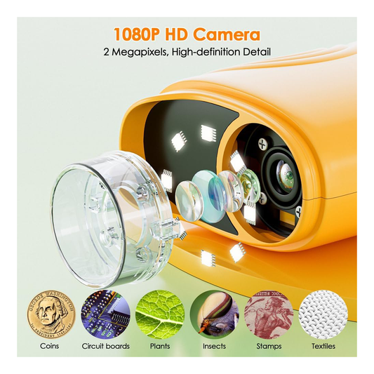 Temodu 1000x Portable Microscope for Kids | 2.0" Screen | USB & PC Connectivity | Rechargeable | 3+