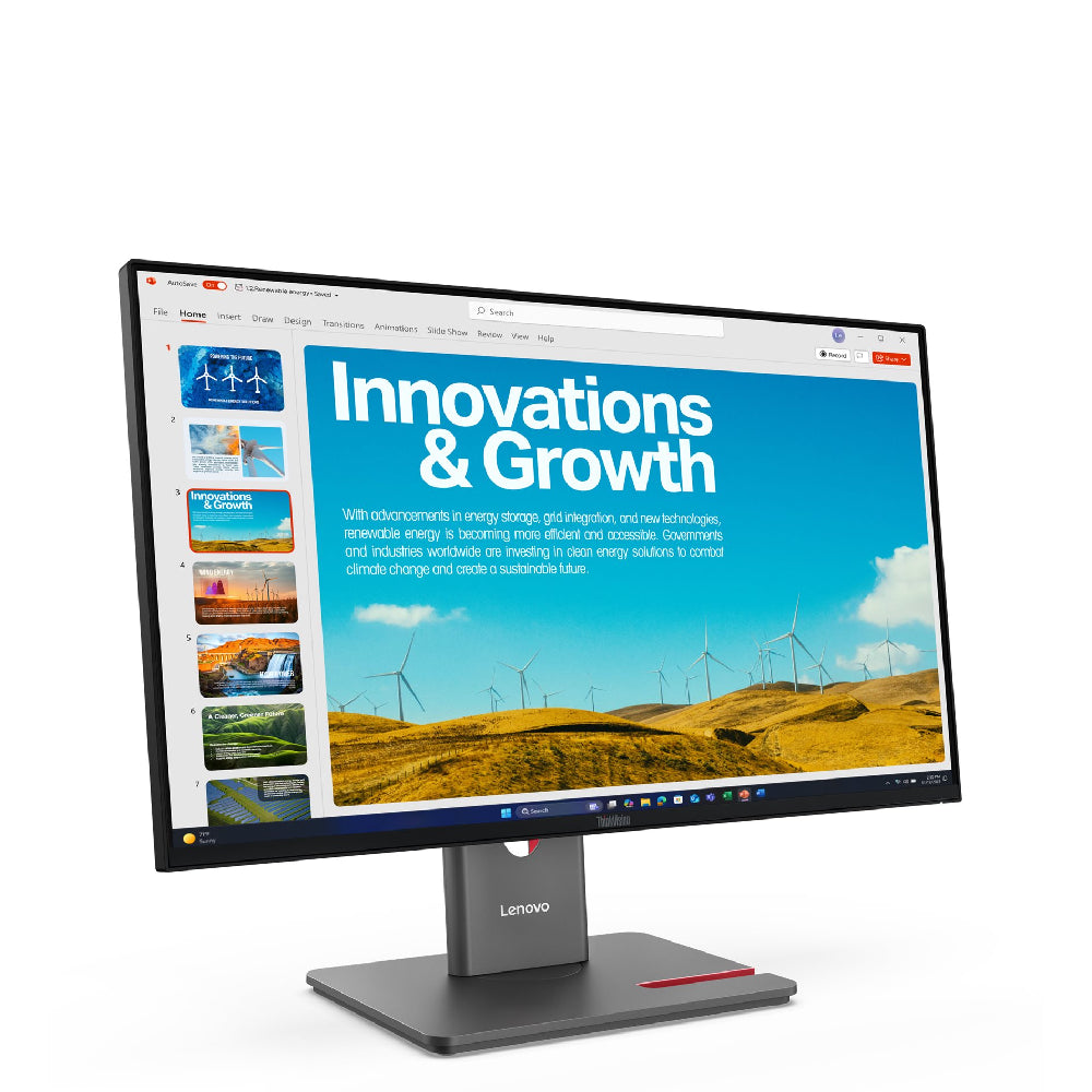 Lenovo | 64B1GAT1EU | P24QD-40 | 24" | IPS | QHD | 120 Hz | USB-C Hub | RJ45 | Adjustable Stand