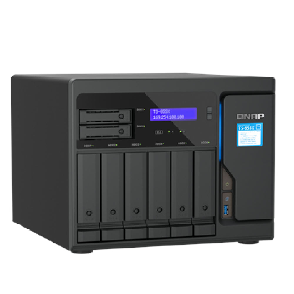 QNAP | TS-855X-8G | 8-Bay Desktop NAS | Intel Atom C5125 | 8GB RAM | 10GbE | 2x 2.5GbE | Tower