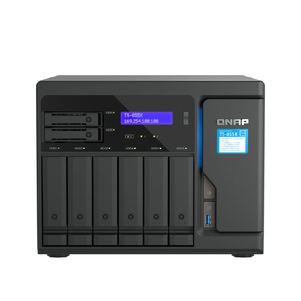 QNAP | TS-855X-8G | 8-Bay Desktop NAS | Intel Atom C5125 | 8GB RAM | 10GbE | 2x 2.5GbE | Tower