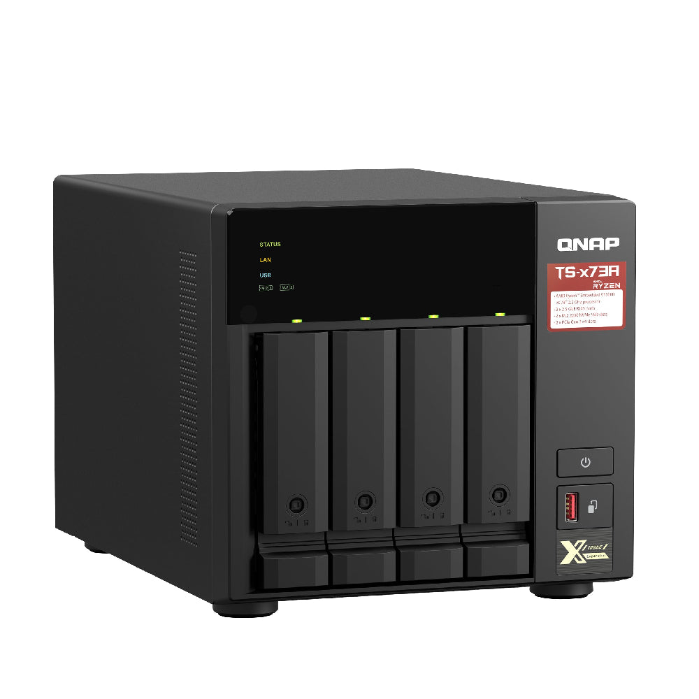 QNAP | TS-473A-8G | 4-Bay QTS/QuTS hero NAS | AMD Ryzen V1500B | 8GB RAM | 2x 2.5GbE | Tower