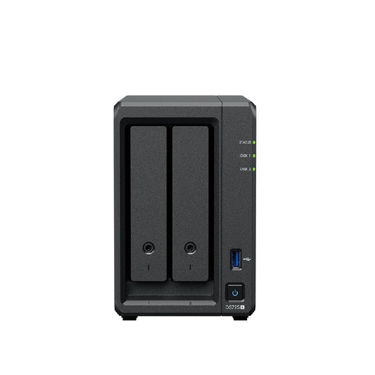 Synology | DS725+ | 2-Bay DiskStation NAS | AMD Ryzen R1600 | 4GB RAM | 2.5GbE | Tower