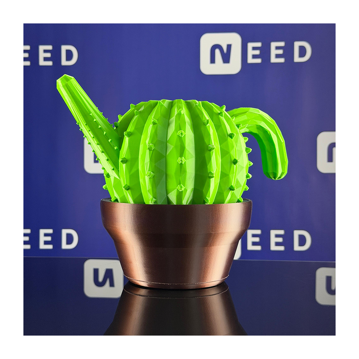 Decorative Cactus-Shaped Watering Can with Pot | 3D Printed Product | Made in Latvia