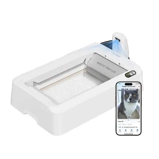 PETKIT | Purobot Crystal Duo with Camera Self-Cleaning Cat Litter Box | White