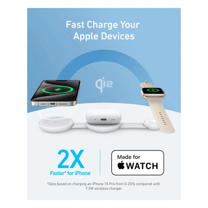 Anker | MagGo Wireless Charging Station (3-in-1, Foldable Pad) | White