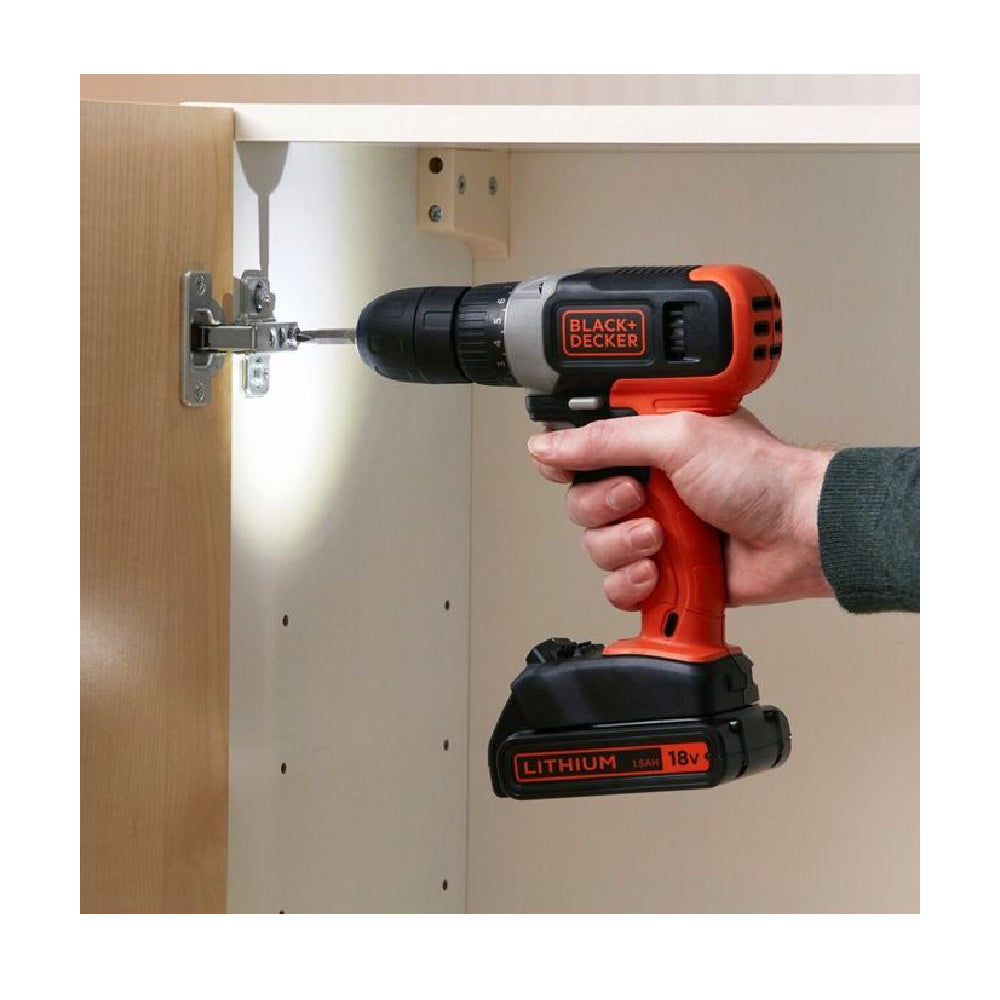 BLACK+DECKER | BCD001C2-QW | Cordless Drill Driver | 18V | 2x 1.5Ah | 37Nm