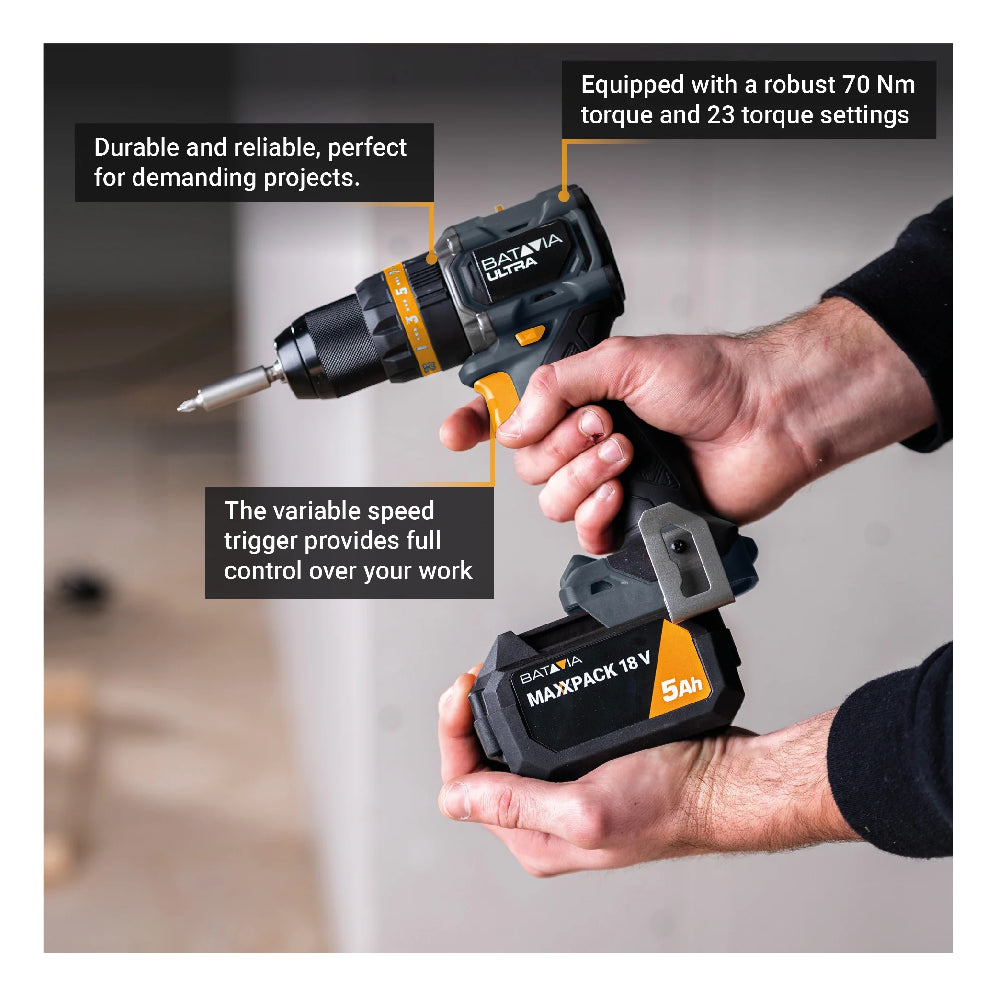 BATAVIA | 7065247 | Brushless Combi Drill | 18V | 70Nm | Solo