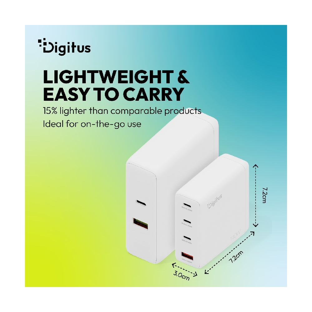 DIGITUS | DA-10305 | Power Adapter | 140W | 3x USB-C | 1x USB-A | White