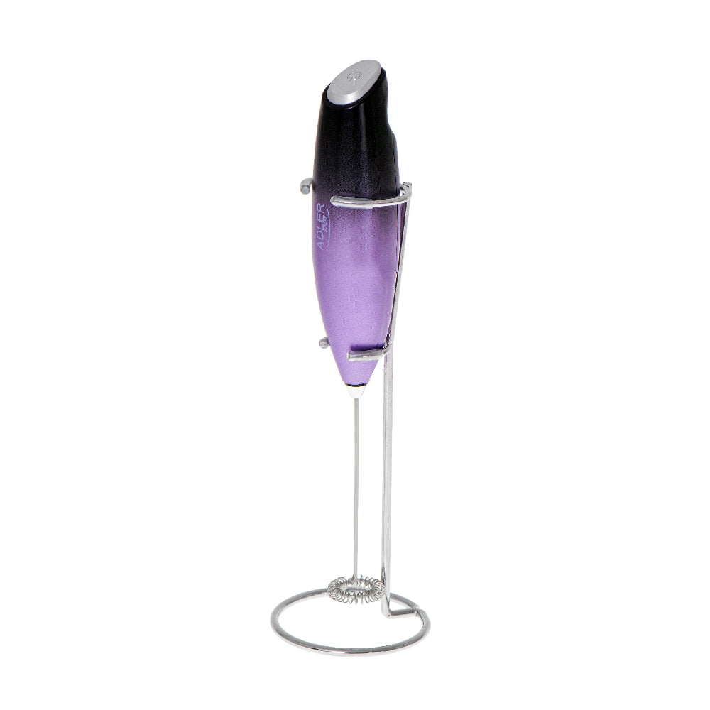 Adler | AD 4499 | Milk Frother | Stainless Steel Whisk | Cordless | Black/Purple