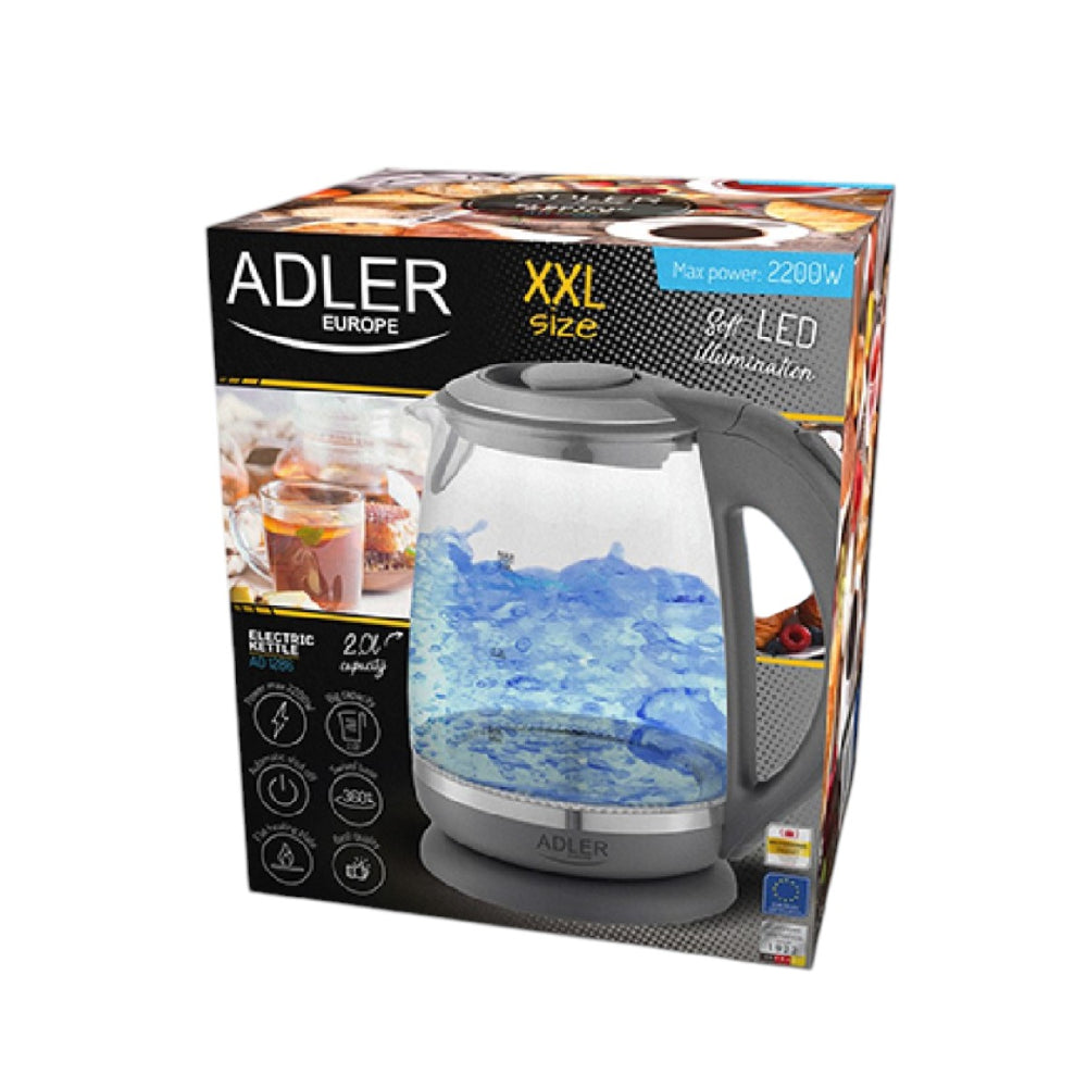 Adler | AD 1286 | Kettle | 2.2kW | 2L | Glass & Stainless steel