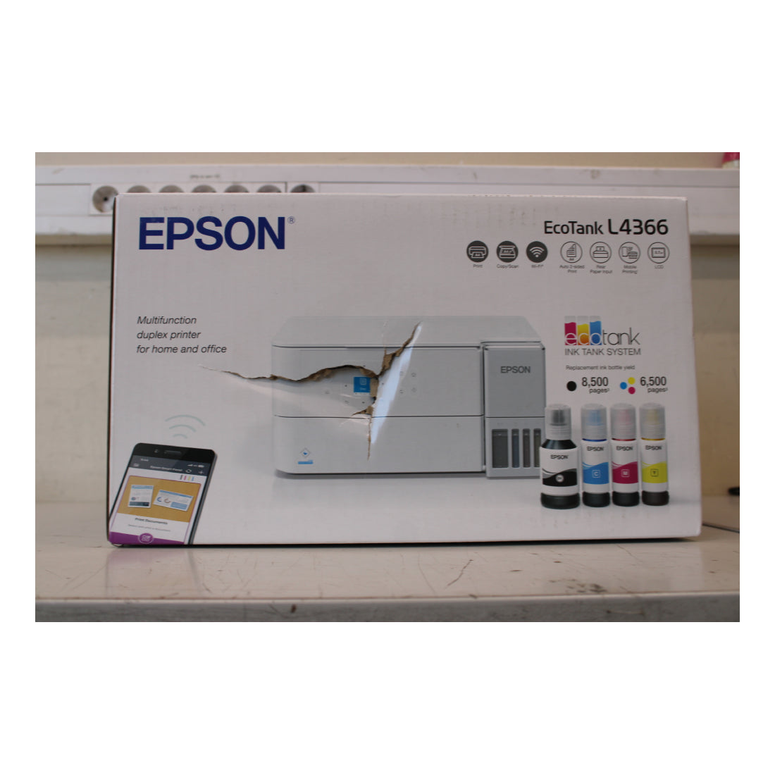 Epson | L4366 | EcoTank Printer | A4 | Colour | Wi-Fi | Duplex | DAMAGED PACKAGING | OUTLET