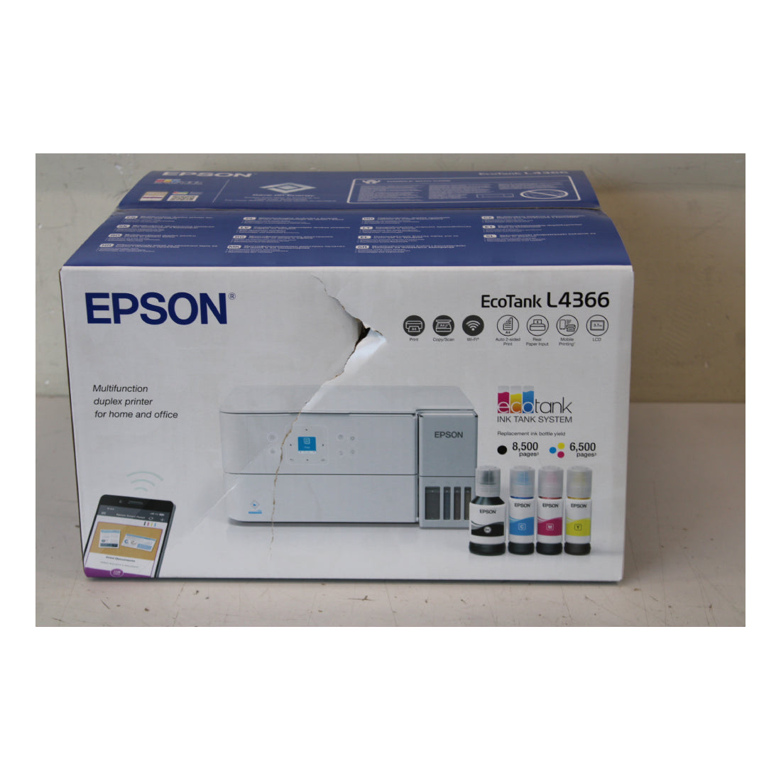 Epson | L4366 | EcoTank Printer | A4 | Colour | Wi-Fi | Duplex | DAMAGED PACKAGING | OUTLET