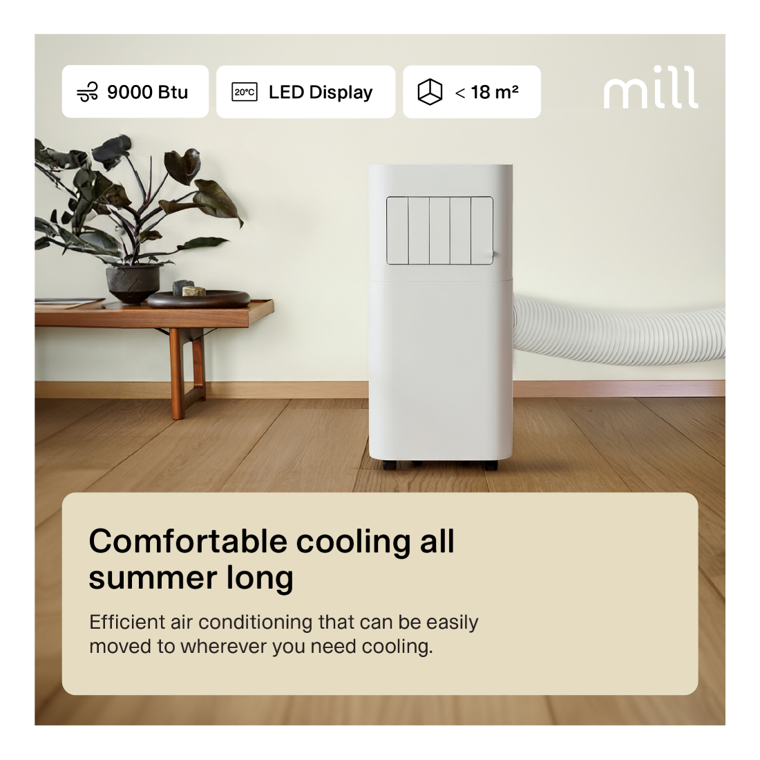 Mill | MPAC9000 | Portable Air Conditioner | 9000 BTU | White