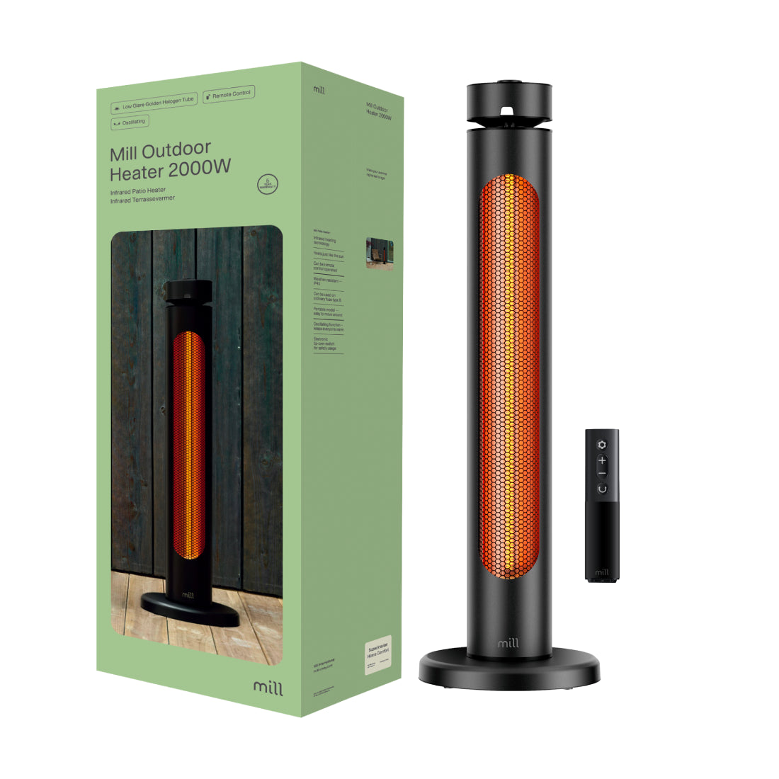 Mill | CBOC20FLOOR | Outdoor Infrared Heater | 2000 W | Black