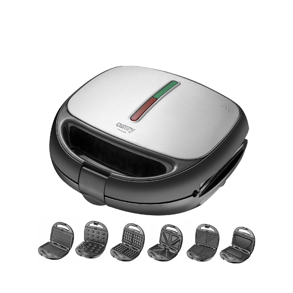 Camry | CR 3057 | Sandwich maker 6 in 1 | 1200W | 6 sets of plates | Black/Silver
