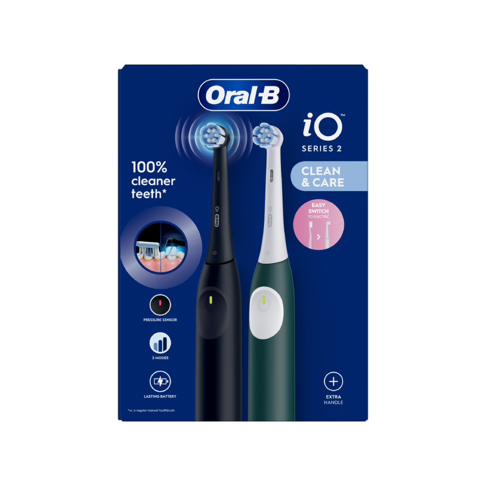 Oral-B | iO2 Series Duo | Electric Toothbrush | Rechargeable | 3 modes | Black / Green