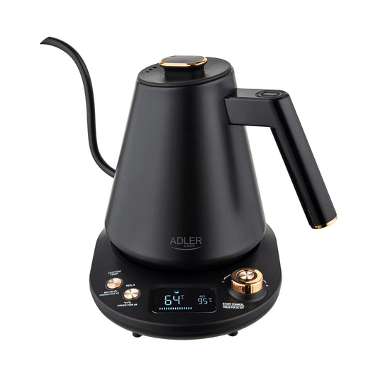 Adler | Kettle | AD 1349 | Electric | 1.1 kW | 1 L | 360 Degree Connector Base | Black | Gold