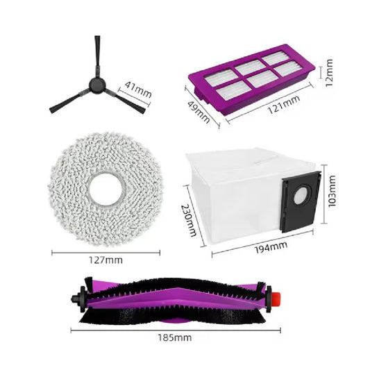 Midea | 12175000A46859 | V15 Spare Parts kit | 1x Side Brush | 2x Mop Pad | 1x Roller Brush | 1x Filter | 1x Dust Bag