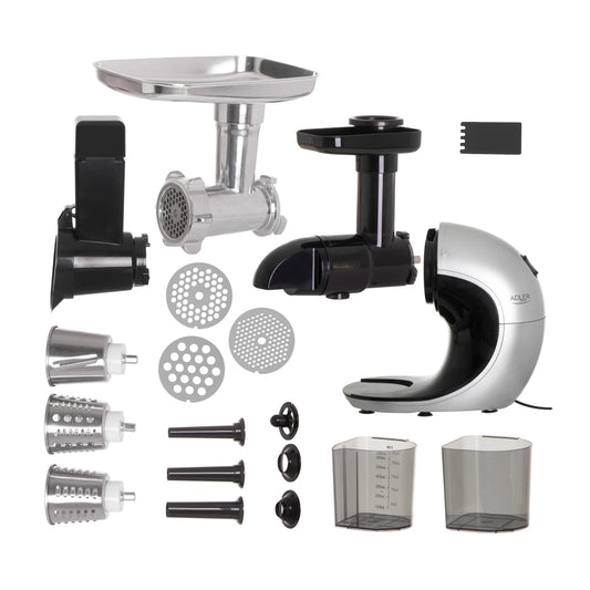 Adler | Slow-speed juicer 3in1 - Meat mincer, Juicer, Vegetable grater | AD 4131 | Stainless Steel