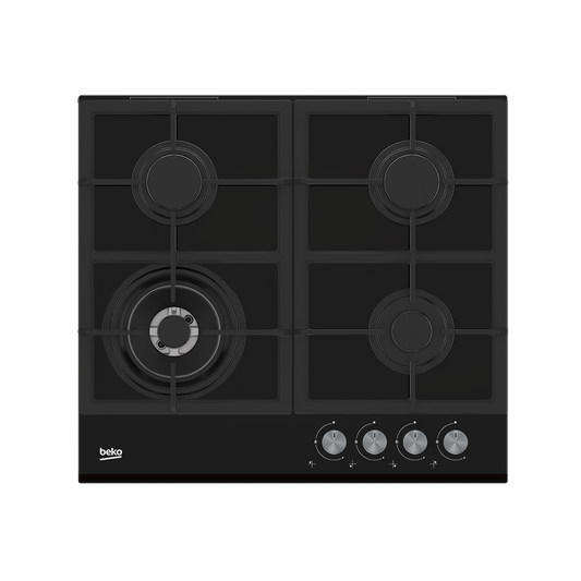 Beko | Gas Hob | HILW64235S | 4 Burners | Wok Burner | Black