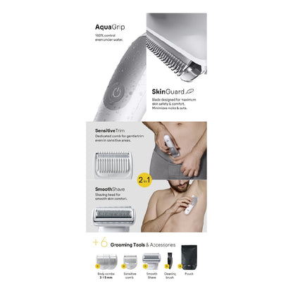 Braun | BG5550 | Body Groomer | Series 5 | Cordless Li-Ion | 100 min runtime | Lght Grey