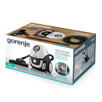 Gorenje | VCEA11CXWII | Canister Vacuum Cleaner | Compact XS | 750W | Bag 2L | HEPA | White