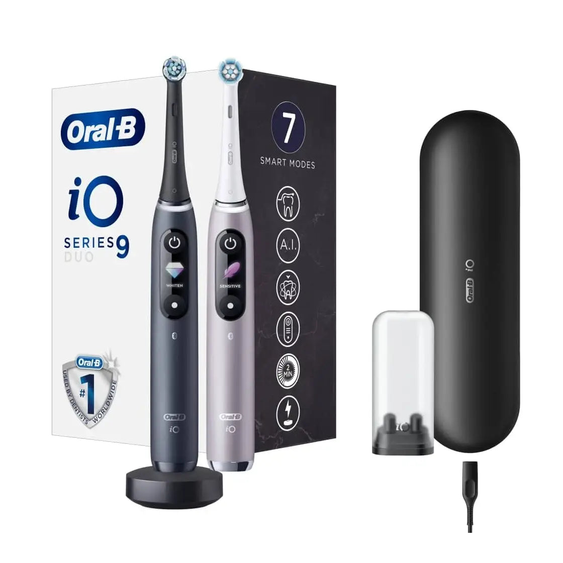 Oral-B | Electric Toothbrush | iO 9 Series Duo | Rechargeable | Black Onyx/Rose
