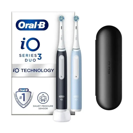 Oral-B | Electric Toothbrush Duo Pack | iO3 Series | Rechargeable | Matt Black/Ice Blue