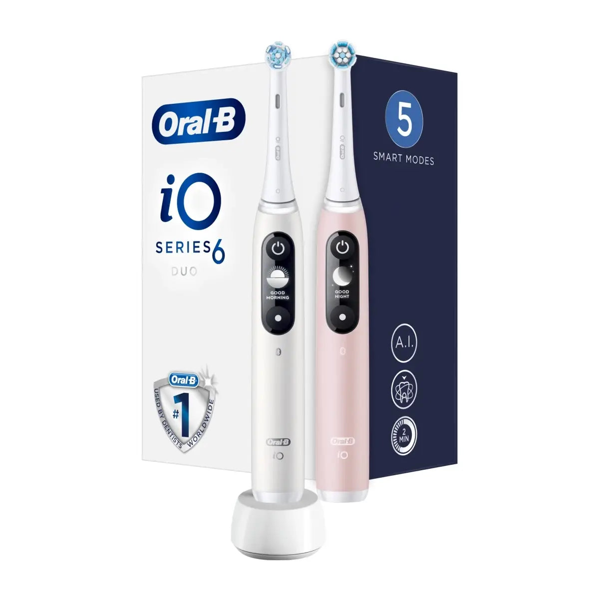 Oral-B | Electric Toothbrush | iO6 DuoPack | Rechargeable | White/Pink