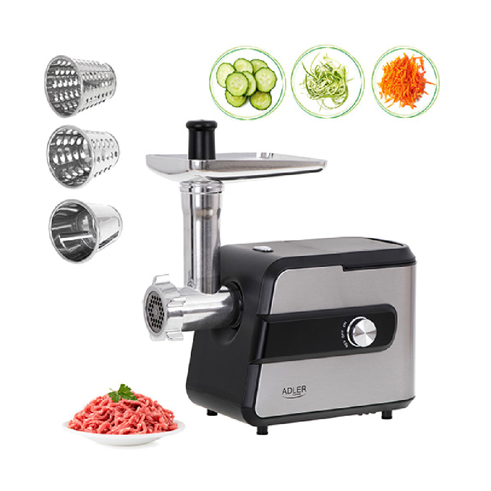 Adler | AD 4813 | Meat mincer with a shredder | 2000W max | 1 kg/min | 2 speeds | Silver/Black