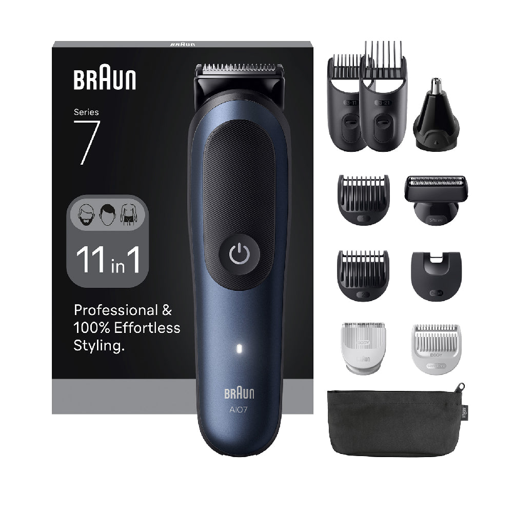 Braun | All-in-One Series 7 AIO7540 | Grooming Kit | 11in1 | Cordless | 14 length settings | Waterproof | Black / Blue