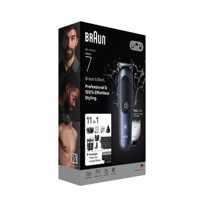 Braun | All-in-One Series 7 AIO7540 | Grooming Kit | 11in1 | Cordless | 14 length settings | Waterproof | Black / Blue