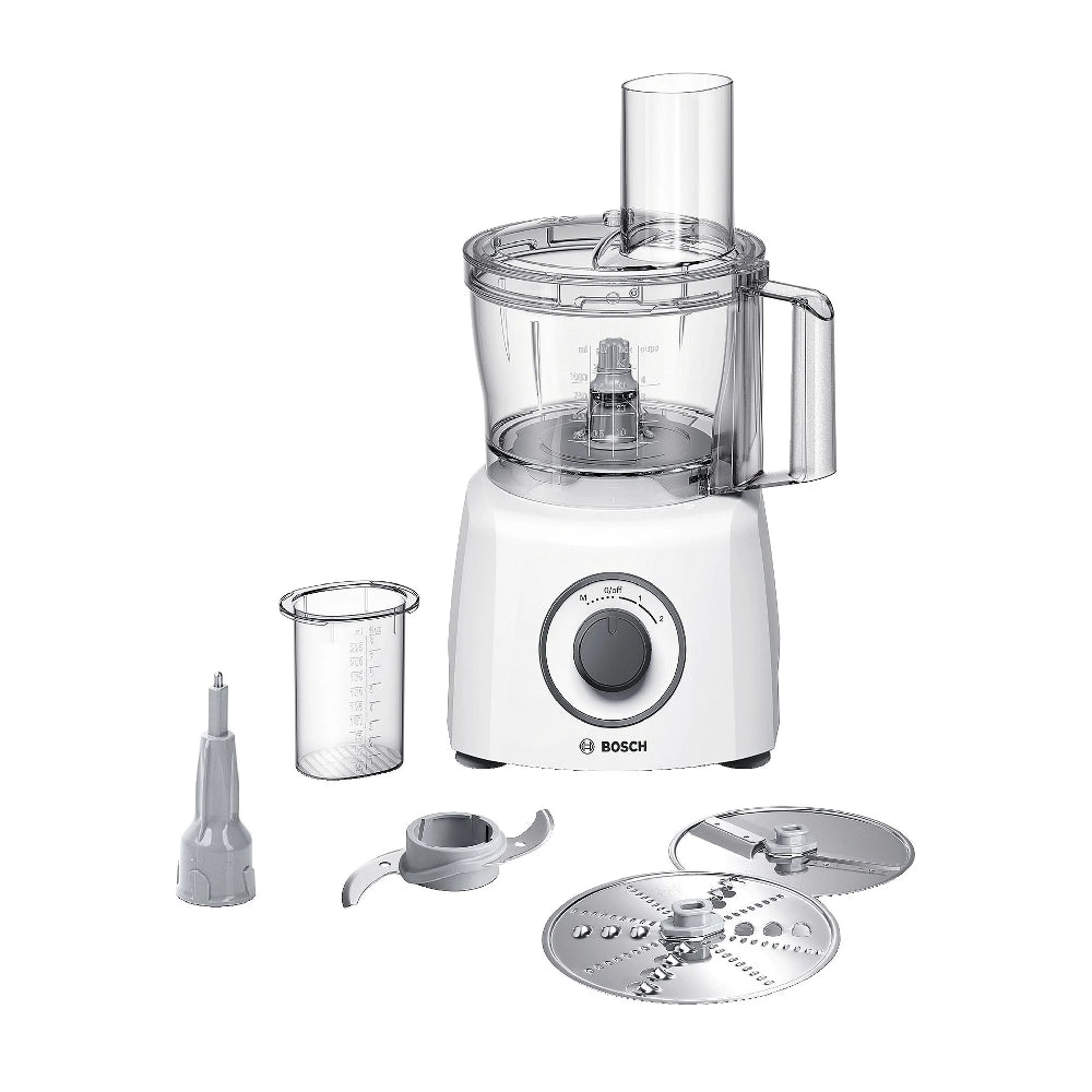 Bosch | MCM3110W | Food processor | MultiTalent 3 | 800W | 2.3L | 2 speeds | White / Grey