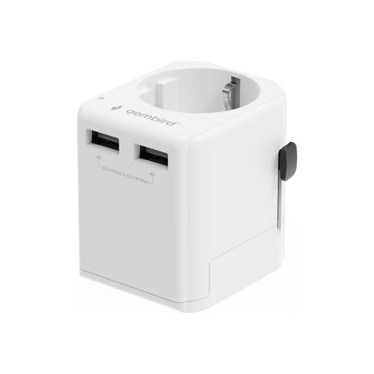 Gembird | Travel Power Plug Adapter | TPA-EU2A12-01-W | USB-A | White