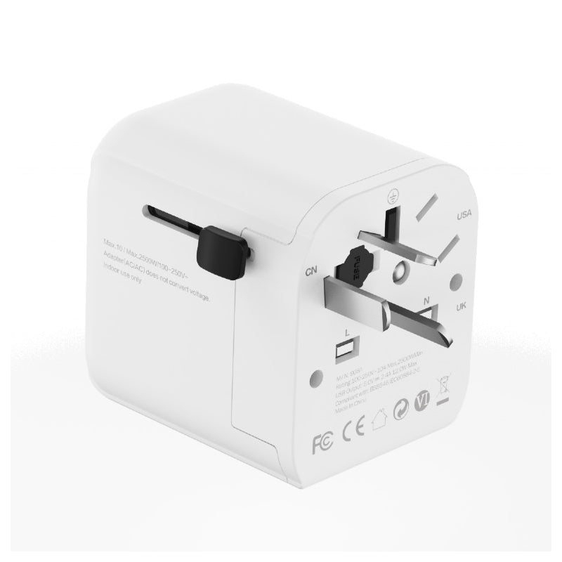 Gembird | Travel Power Plug Adapter | TPA-EU2A12-01-W | USB-A | White