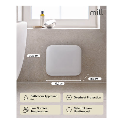 Mill | IB250 Steel | Panel Heater | 250W | Suitable for 2-5 m² | Digital Thermostat | IPX4 | White