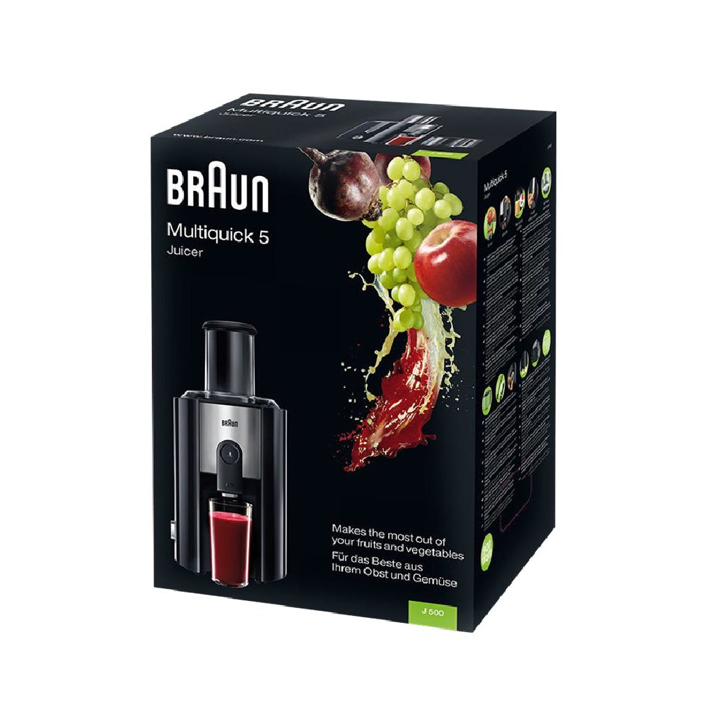 Braun | J500 Black | Juicer | 900W | 75mm Chute | 2 speeds | Anti-drip | Black
