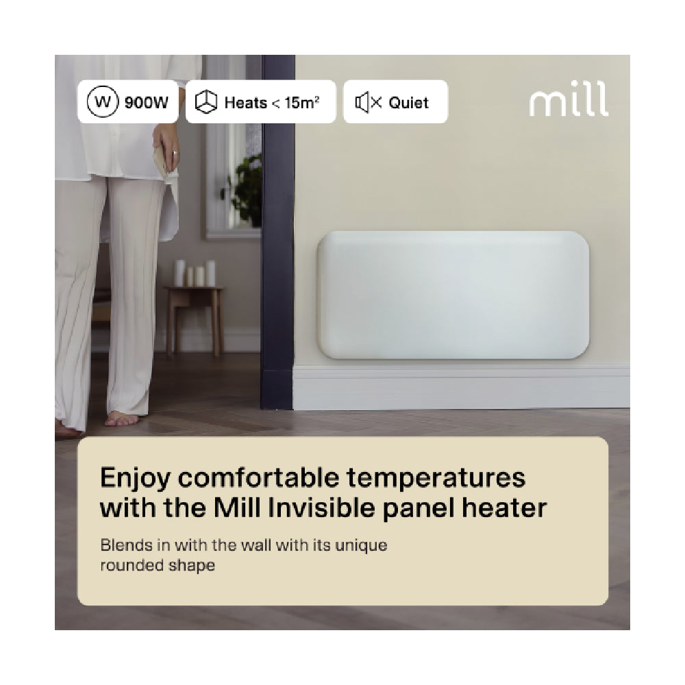 Mill | IB900DN Steel | Panel Heater | 900W | IPX4 | White