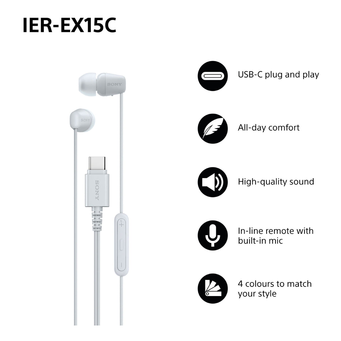 Sony | Earphones | IER-EX15C | In-Ear | USB-C