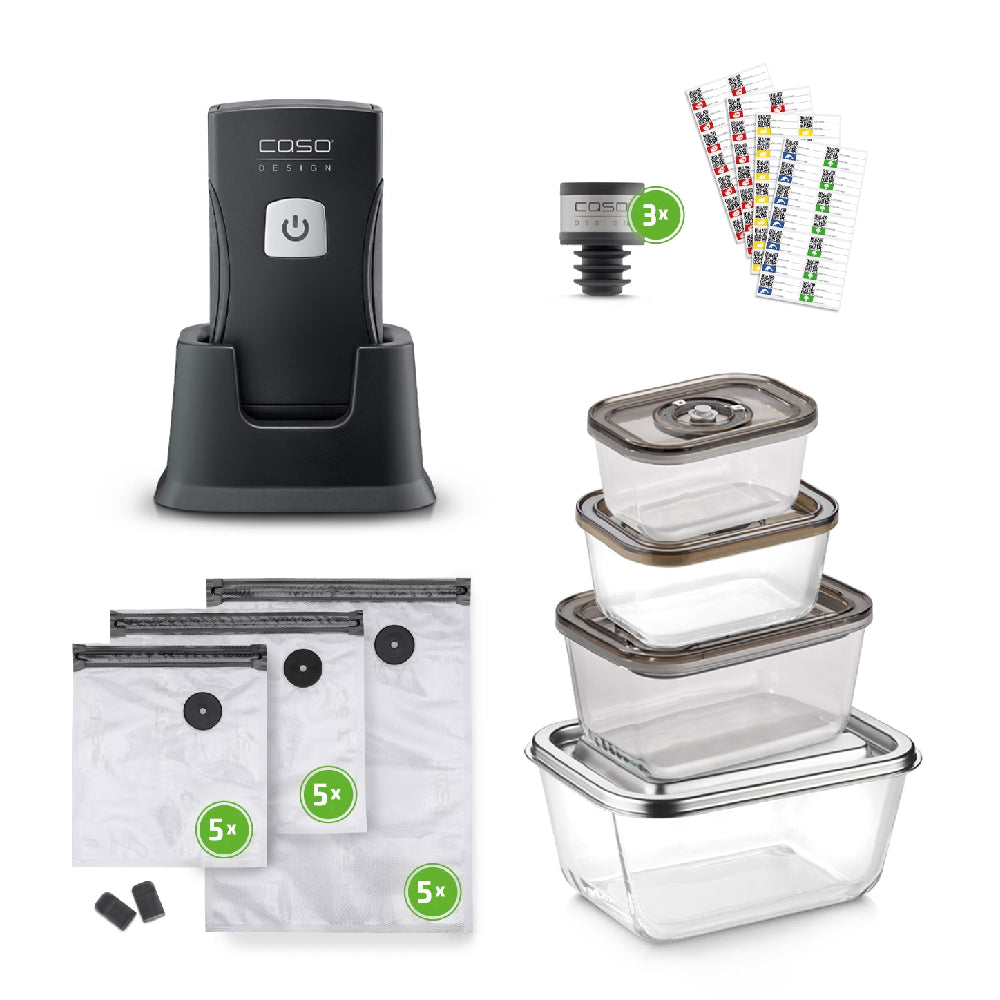 CASO Design | 01336 | Handheld vacuum bag sealer | 20W | 12 L/min | Pro Set | Black