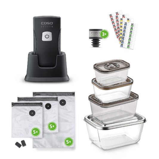 CASO Design | 01336 | Handheld vacuum bag sealer | 20W | 12 L/min | Pro Set | Black
