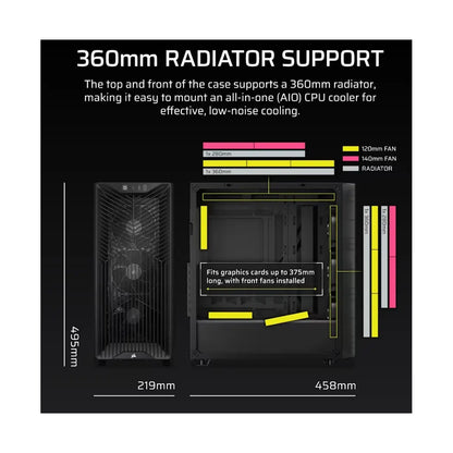 Corsair | PC Case | 3200D RS | Mid-Tower | Smoke