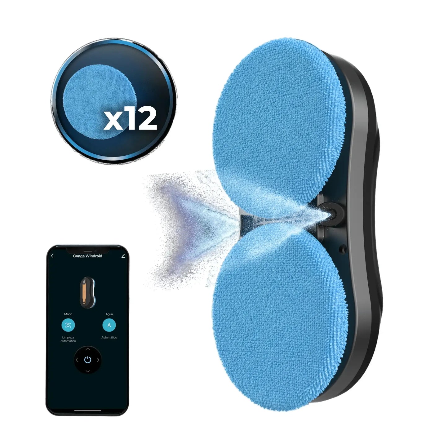 Cecotec | Window Cleaning Robot | Conga Windroid W10 DoubleSpray 3-in-1 | Corded