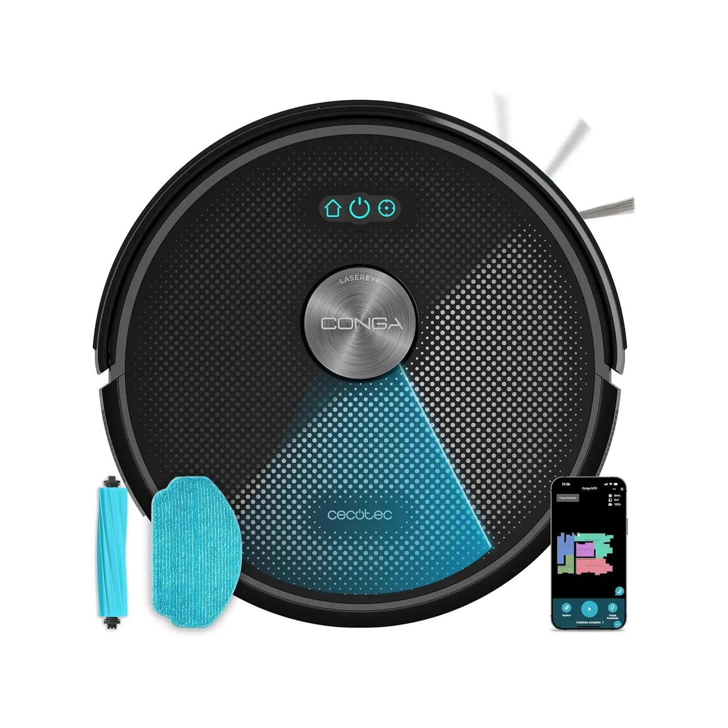 Cecotec | Robot Vacuum Cleaner | Conga M70 | Wet&Dry | Operating time (max) 250 min | Black