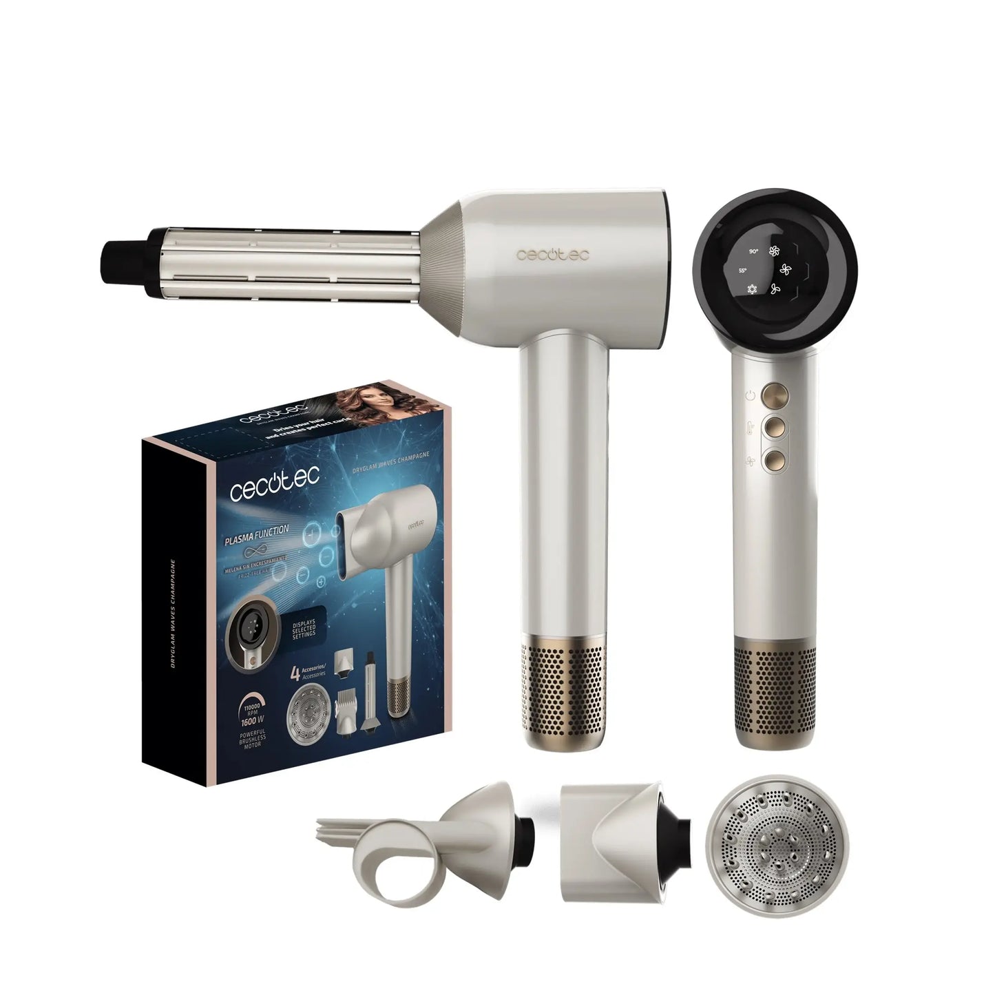Cecotec | Hair dryer | DryGlam Waves Champagne | 1600 W | Champagne