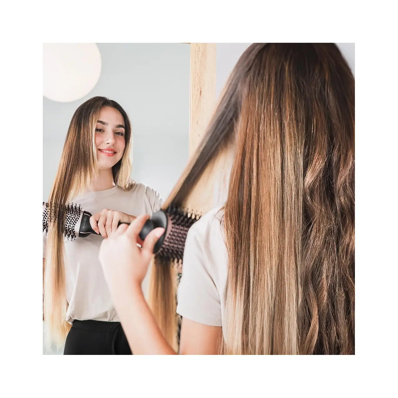 Cecotec | Hair straightening brush/hair dryer | Unique | 1200 W | Black | Gold