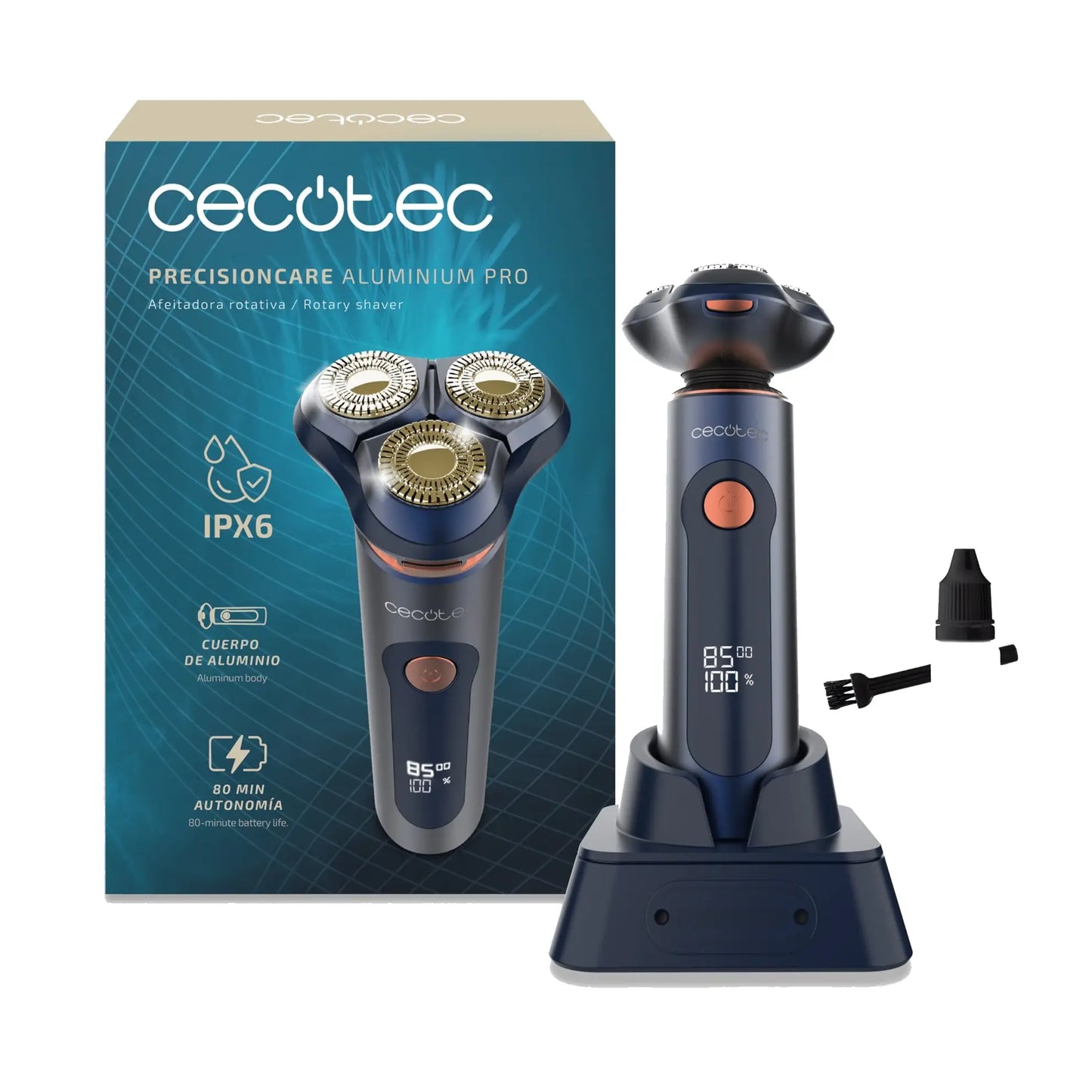 Cecotec | Shaver | PrecisionCare Aluminium Pro | Operating time (max) 80 min | Wet & Dry | Blue