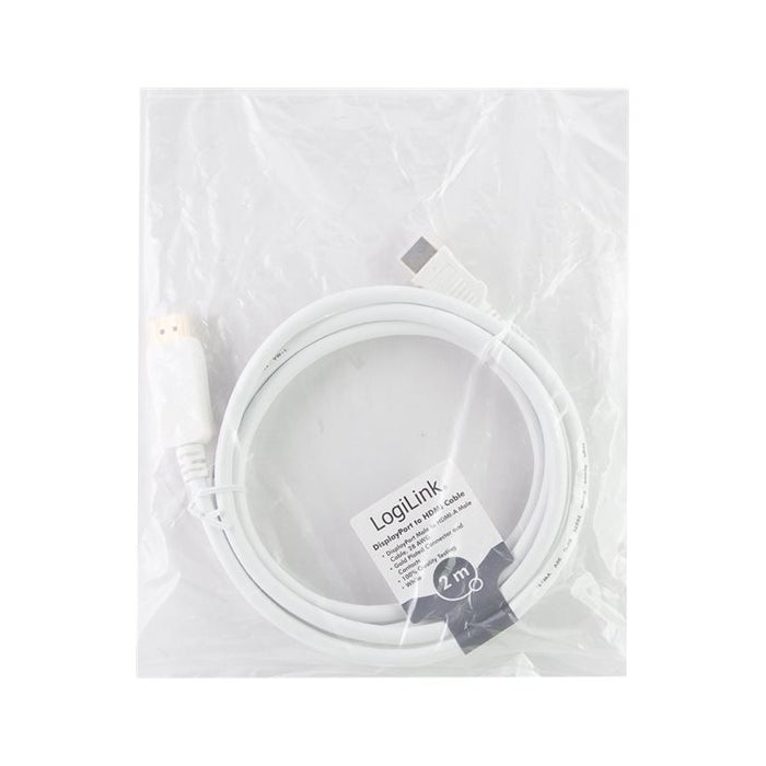 LogiLink | Video Adapter Cables | CV0055 | DisplayPort to HDMI | 2 m | White