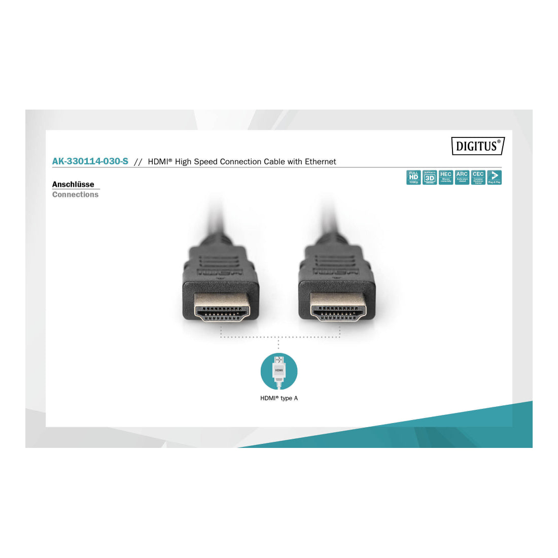 Digitus | AK-330114-030-S | HDMI Cable | 3 m | Black