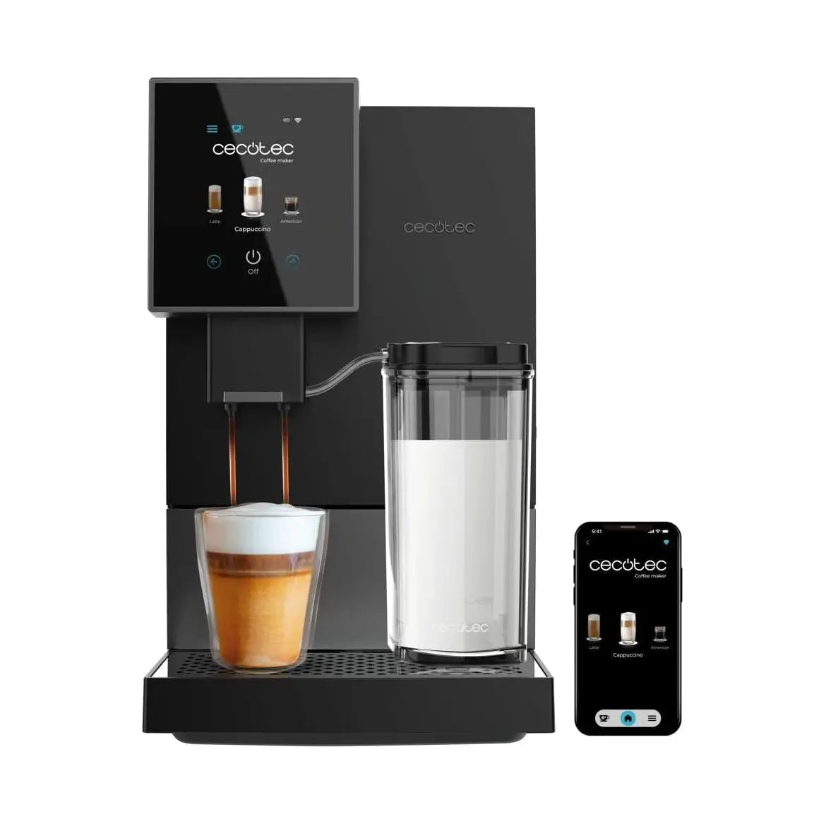 Cecotec | Automatic coffee machine with cappuccinatore | Cremmaet Compactccino Connected | Black